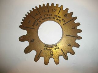 Vintage American Stock Gear Co.  Gear Tooth Pitch Gauge Gage Brass