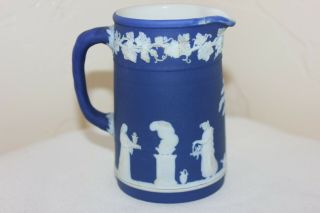 Vintage White On Dark Blue Jasperware Wedgwood Creamer Or Pitcher,  England