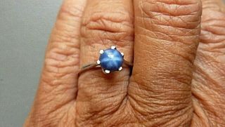 Vintage 10k White Gold Star Sapphire Solitaire Ring Size 6.  5 2 Grams