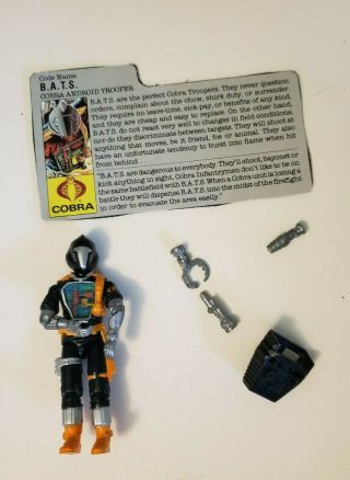 Vintage Gi Joe Cobra Bats Android B.  A.  T.  S.  Action Figure 1986 Complete With Card