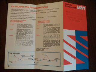 Vintage Railroad Via Cn Railway Round Trip Excursion Fares Brochure 1977