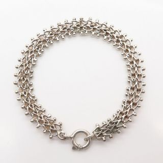925 Sterling Silver Vintage Floral Design Link Bracelet 6 3/4 
