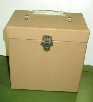 Vintage Beige Colored 45 Rpm Record Storage Case With Index Cards,  Stickers