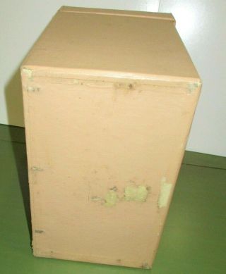 VINTAGE BEIGE COLORED 45 RPM RECORD STORAGE CASE WITH INDEX CARDS,  STICKERS 5