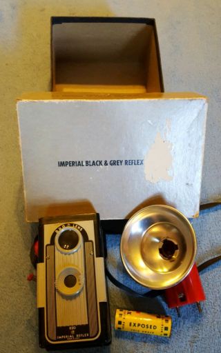 Imperial Black&grey Reflex Model 420 Camera With M - 2 Plus Flash Unit