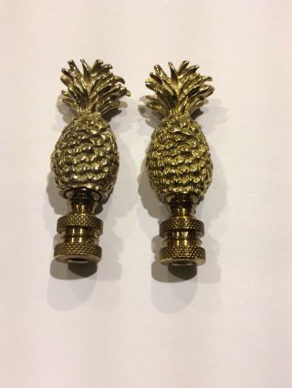 2 Old Vtg Brass Finial Showcase Lampshade Light Top Pineapple
