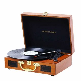 Musitrend Turntable Portable Suitcase Record Player With Built - In Speakers Pc.