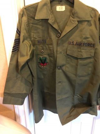 Vintage 1970s Post Vietnam War Fatigue Shirt Pants Set Og 507 Cmsgt Tac Patch