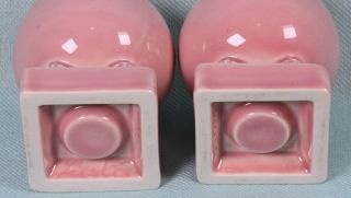 Set of (2) Vintage FIESTA Ware Dinnerware Rose Pink BALL CANDLESTICK HOLDERS 5