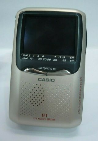 Vintage Casio TFT Handheld LCD Color Television EV - 570 Portable TV Analog w/Case 2