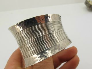 Vintage Sterling Silver 925 Wide Mexico Cuff Bangle Bracelet 36 Grams 45mm Wide