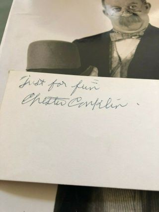 Chester Conklin Signed Autographed Card and Vintage Photograph Charlie Chaplin 2