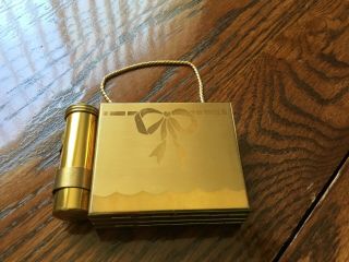VTG Metal Goldtone Double Sided Compact Cigarette Case Lipstick Art Deco 1940 ' s 2
