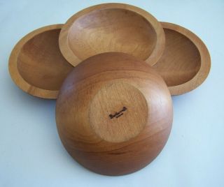 Set Of 4 Vintage Baribocraft Wood Salad Bowls Mid - Century 60 