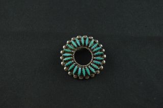 Vintage Sterling Silver Turquoise Stone Round Pendant/pin - 5g