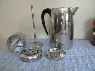 Vtg Farberware Stovetop Camping Coffee Percolator 10 Cup Stainless Steel Exc