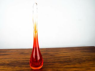 Vintage Red Orange Carnival Glass Vase Single Rose Flower Holder Table Decor