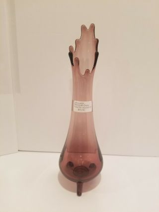 Vintage Viking Swung Glass Vase Amethyst Purple 12 "