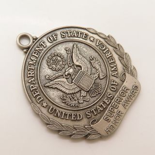 925 Sterling Vintage Old Stock USA Dept of State Superior Honor Award Pendant 3