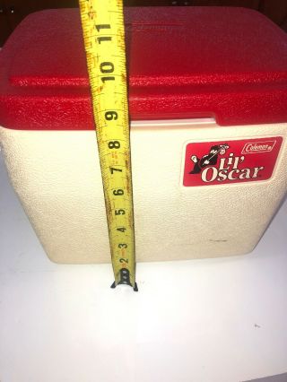 Vintage 1985 Coleman Lil Oscar Lunch Box 5272 Mini Cooler Handle White and Red 3