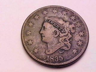 1835 Coronet Head Large Cents - Vf,  Vintage Penny 1c Coin