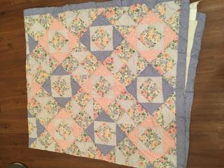 Vtg Laura Ashley Quartet Sycamore Patch Pastel Floral Full Quilt Great Cond.