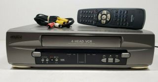 Sanyo 4 Head Vcr Vhs Player Vwm - 375 With Remote And Cables -