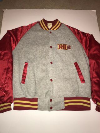 Vintage 70s Iowa State University Cyclones Satin Jacket Red Size M Satin Fleece
