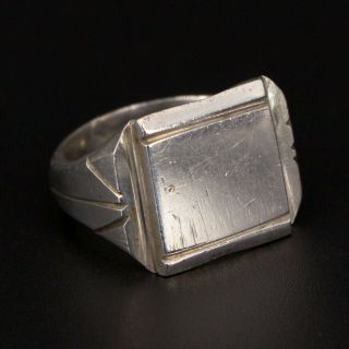 Vtg Sterling Silver - Art Deco Solid Geometric Mens Signet Ring Size 9 - 9.  5g