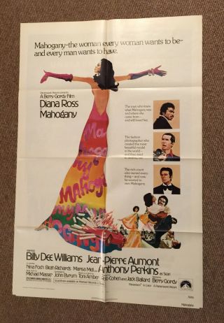 Vintage 1975 Diana Ross Paramount Mahogany Movie Poster 27x41 Classic