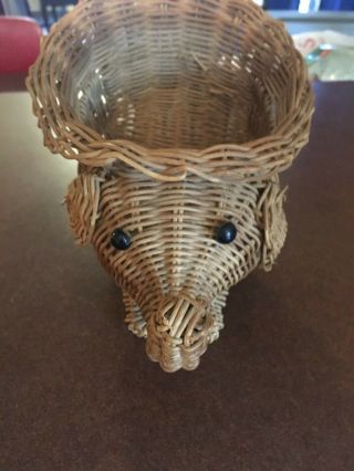 Vintage Wicker Elephant Basket Planter Basket