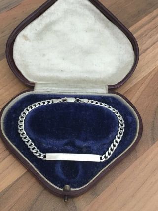 Lovely Vintage 7.  5 " Marked Sterling Silver Plain Id Bracelet 8.  45gr