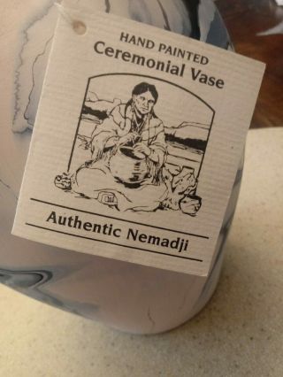Vintage Authentic Nemadji Pottery Ceremonial Vase Hand Painted 10” 3