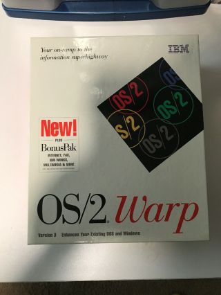 Ibm Os/2 Warp Version 3 Vintage Big Box With Bonus Pack On Cd - Rom