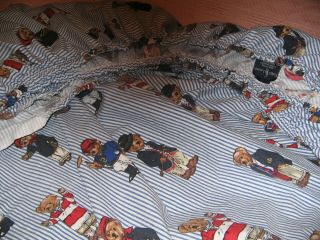 Vintage Ralph Lauren Polo Bear Teddy Bear Twin Sz Fitted Sheet Blue 100 Cotton 3