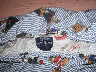 Vintage Ralph Lauren Polo Bear Teddy Bear Twin Sz Fitted Sheet Blue 100 Cotton 4