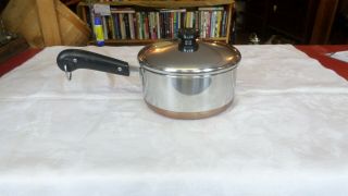 Vintage 1801 Revere Ware Copper Bottom Medium Sauce Pan With Cover