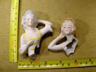 2 X Excavated Lovely Painted Vintage Art Deco Half Doll Age 1890 A.  9892