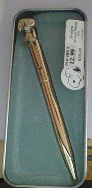 Vintage Peanuts Snoopy 18 Kt Gold Stylist Pen In Package