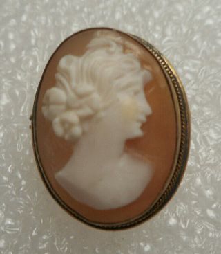 Vintage Shell Cameo Lady Woman Pendant Pin Brooch Pendant