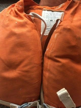 Vintage Bur Tex Buoyant Orange Fabric Swim Vest Life Jacket 1960 