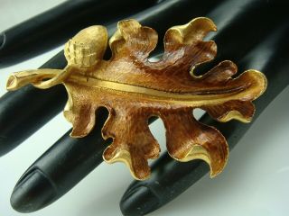 Vintage Mamselle Acorn Oak Leaf Gold Tone Pin Brooch