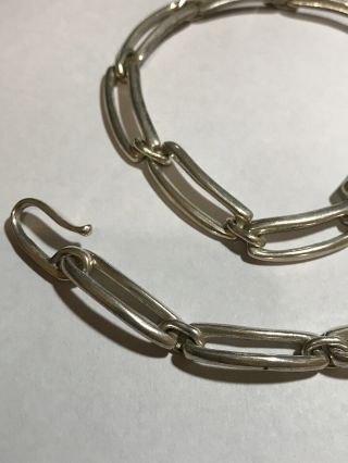 Robert Lee Morris Vintage Sterling Silver Modernist Link Necklace 15.  5 