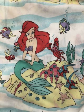 Vintage Disney The Little Mermaid Ariel Twin Flat Sheet 3