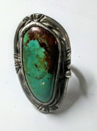 Vintage Handcrafted Turquoise Gemstone 925 Sterling Silver Ring Size 6 26 grams 2