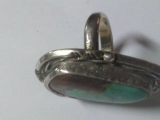 Vintage Handcrafted Turquoise Gemstone 925 Sterling Silver Ring Size 6 26 grams 3
