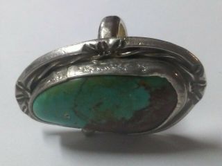 Vintage Handcrafted Turquoise Gemstone 925 Sterling Silver Ring Size 6 26 grams 4