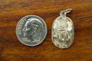 Vintage Sterling Silver Art Deco Egyptian Revival Beetle Scarab Pendant Charm