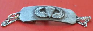 Vintage Sterling Silver Us Army Paratrooper Id Bracelet 8 1/4 " 925