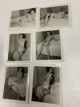 Full Set 12 Nude Risque Vintage Pinup Girl B&w Photos 50s - 60s Model Brunette 10